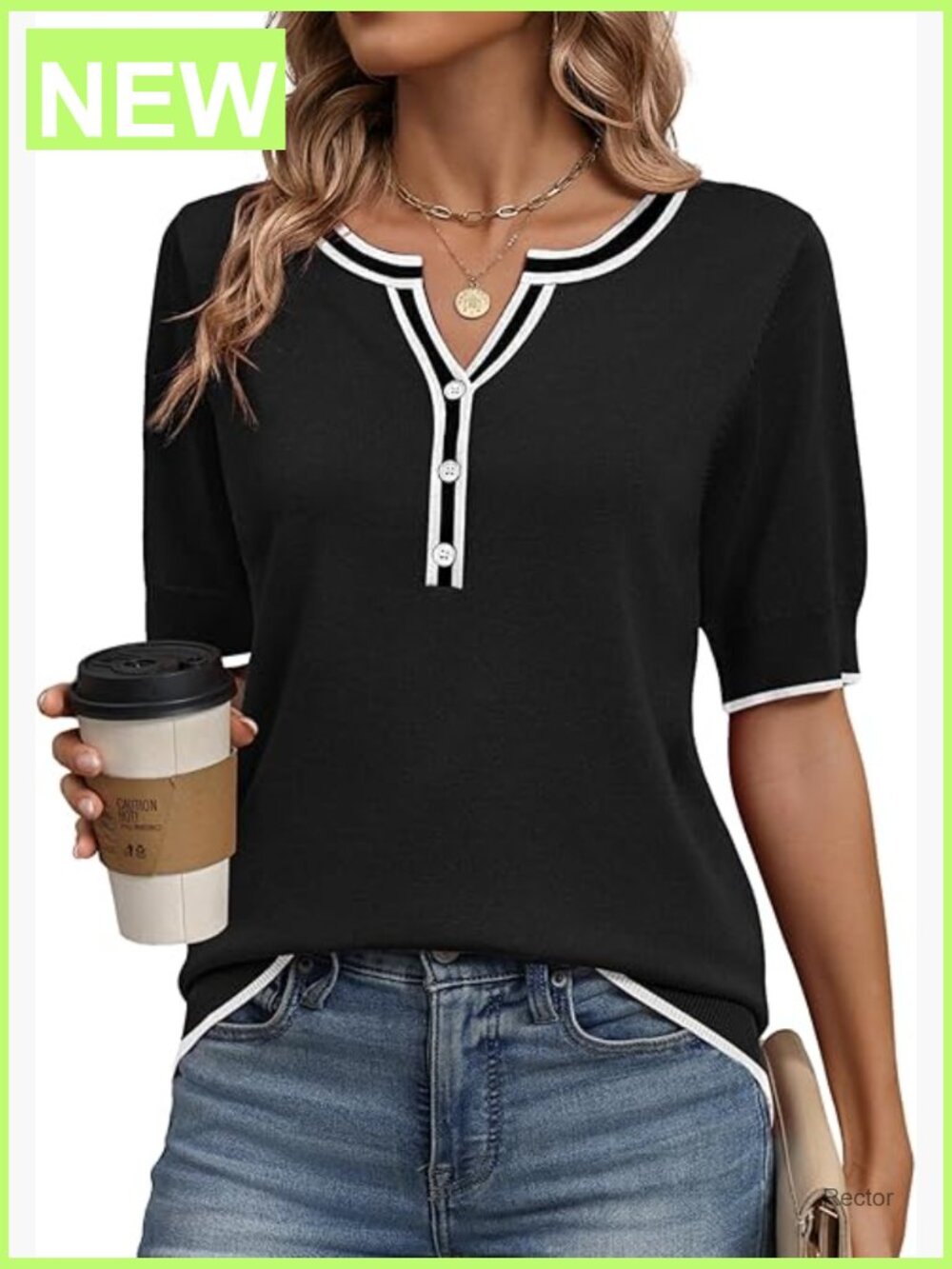 Short Sleeve V-Neck Sweater Women Lightweight Knit Pullover Work Tops